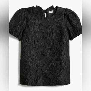 J.crew floral textured puff sleeve top with bow back